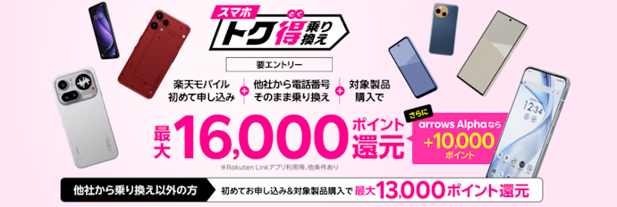 対象のAndroid購入で6,000pt還元