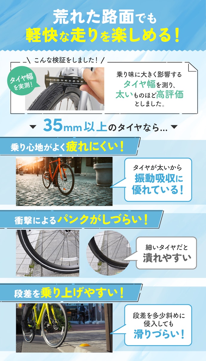 タイヤ幅が32mm以上のものがおすすめ