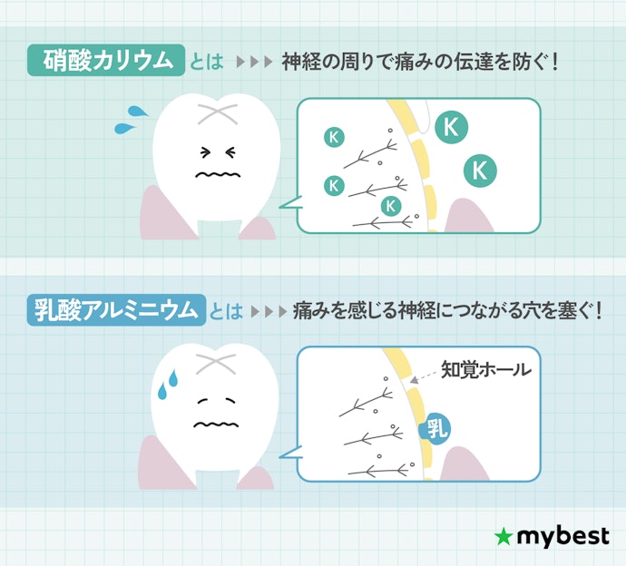 知覚過敏に悩むなら、硝酸カリウムや乳酸アルミニウムをチェック