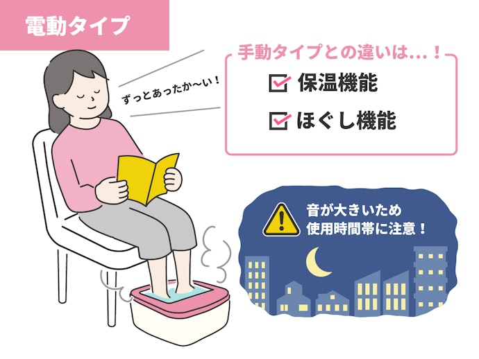 温度を維持できたり足をほぐせたり、機能が豊富な電動タイプ