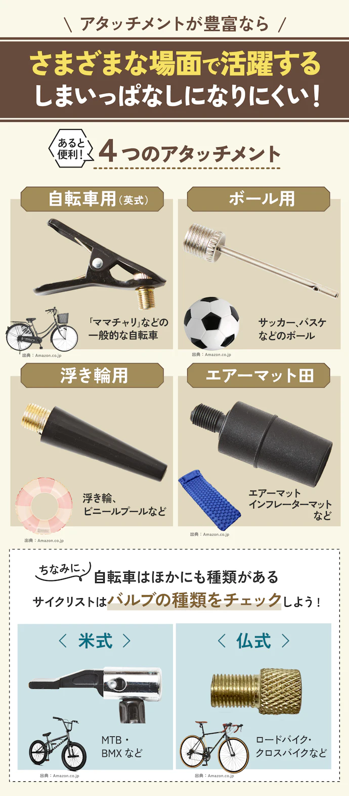レジャーでも使うなら、アタッチメントが豊富なものを選ぼう