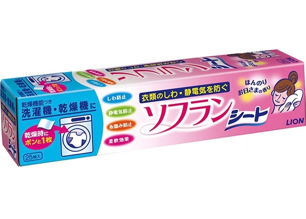 シートタイプ:乾燥機に入れることで、静電気や衣類の毛羽立ちを防止