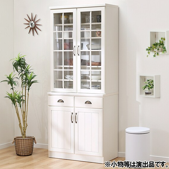 ニトリ】食器棚 ナチュラル 幅105㎝ 磨りガラス扉＆引き出し収納付き 美品