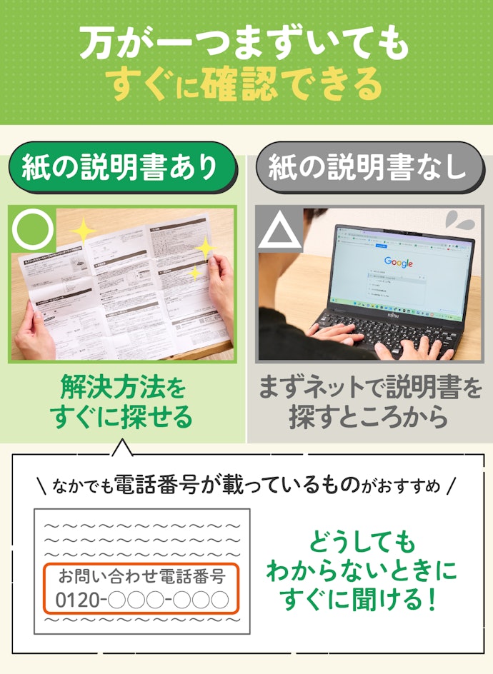 それでも不安な人は紙の説明書がついているものを選ぼう