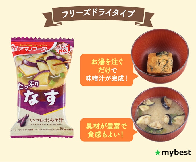 手軽さと具材のクオリティにこだわるならフリーズドライタイプ
