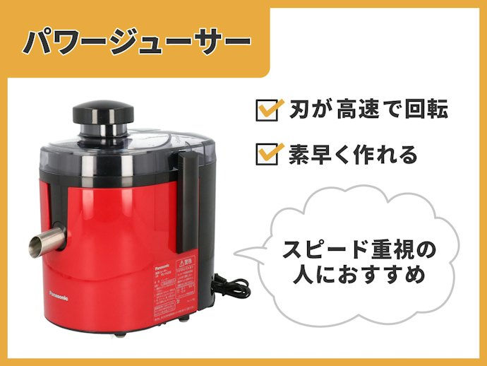 パワージューサー:スクリューが高速で回転。スピード重視の人におすすめ