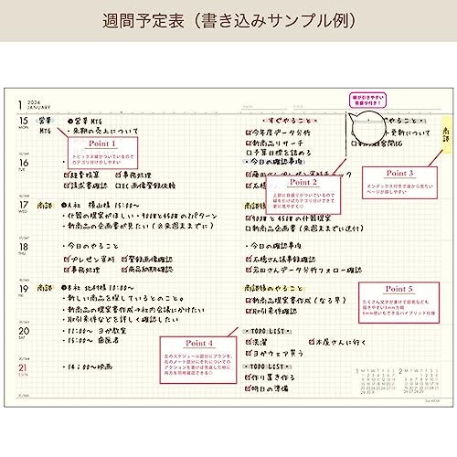 細かく予定管理したい人は、ウィークリータイプをチェック