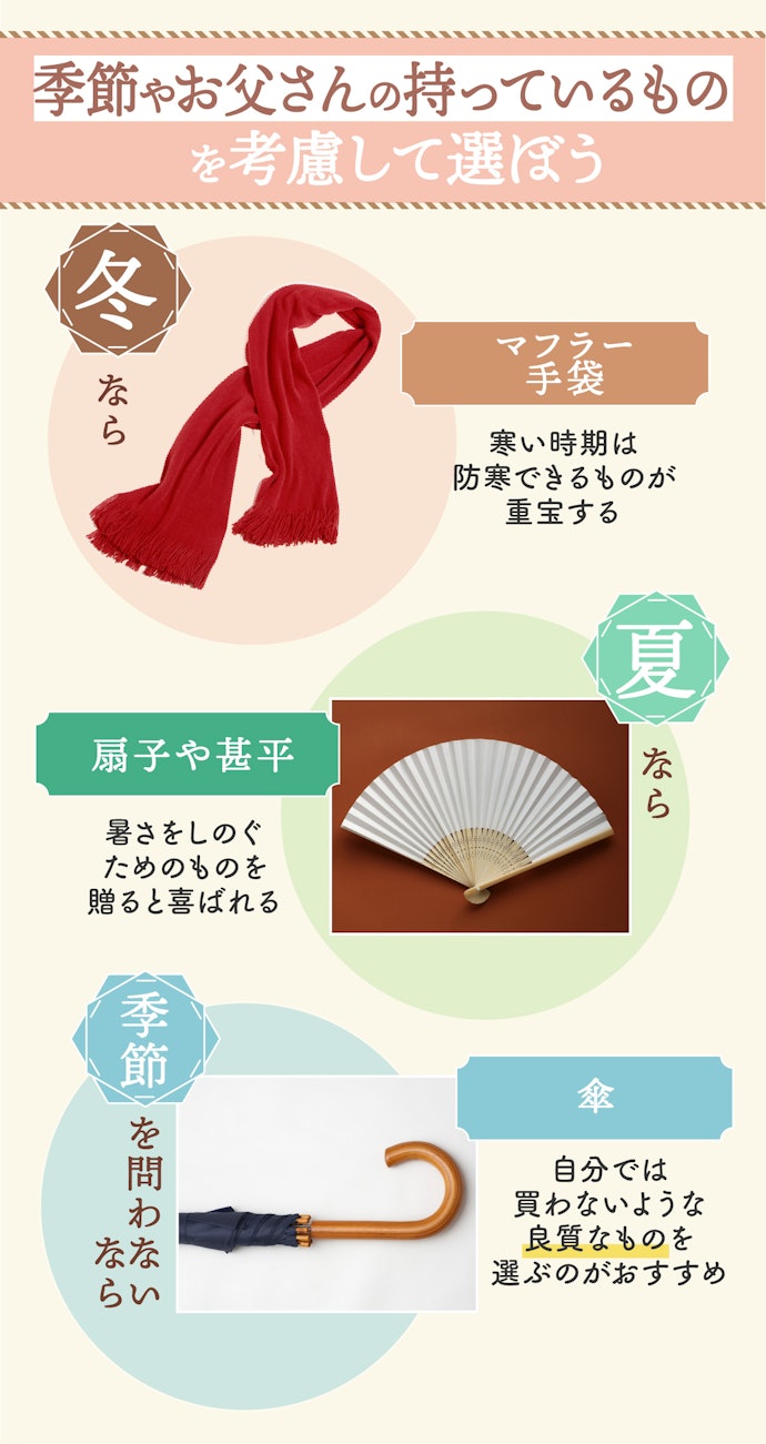 おしゃれが好きなお父さんには、ファッション雑貨をチョイス