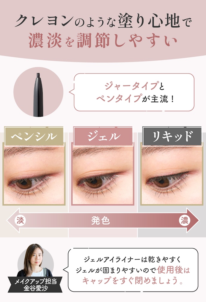 しっかりとした発色と柔らかい印象を両立させたい人はジェルアイライナー