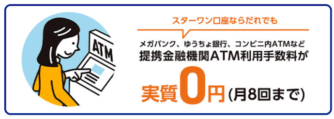 ATM手数料が月8回実質無料になる