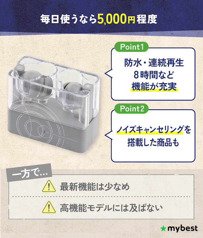 5,000円程度:通勤・通学で毎日使うコスパ重視層向け