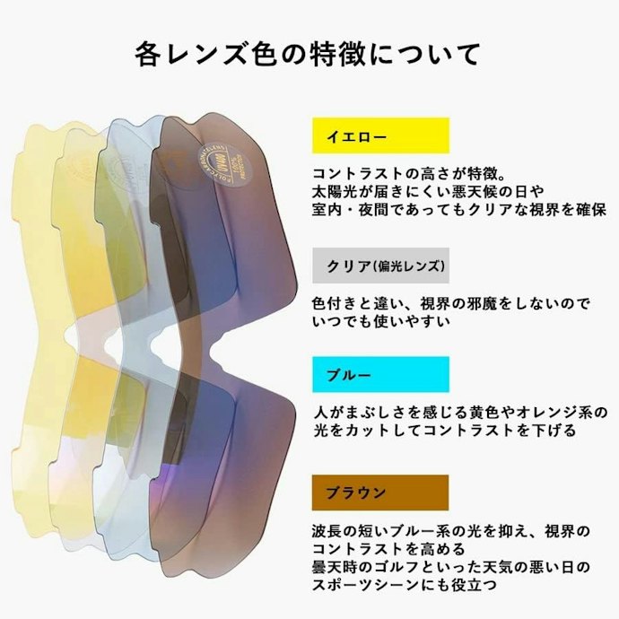 カラーレンズの色でコントラストやまぶしさを調整しよう