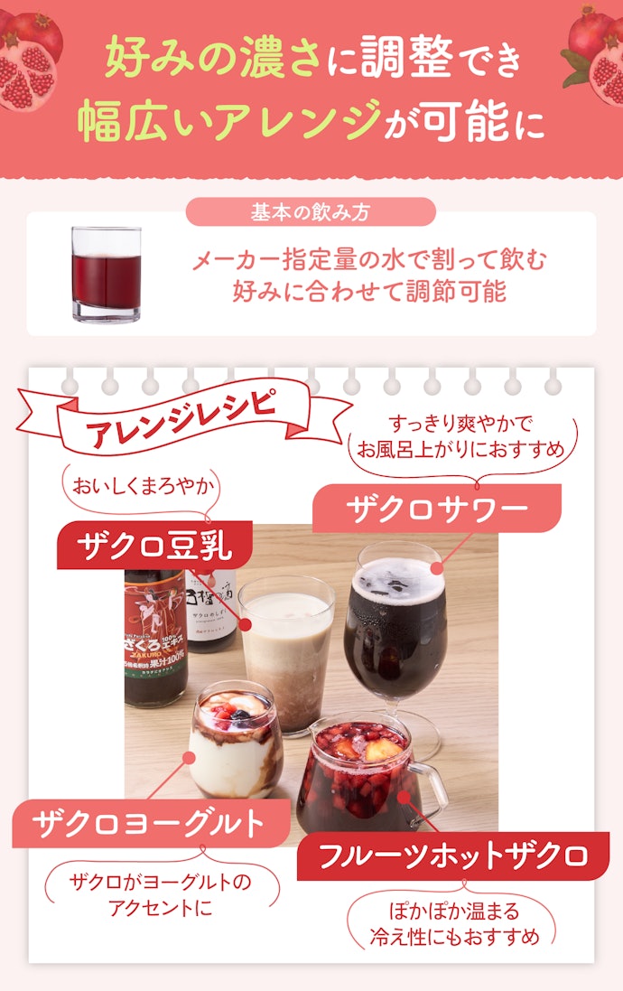 同じ飲み方だと飽きやすい人は、希釈タイプも選択肢としてあり