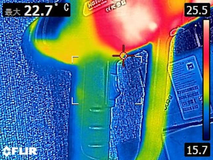 持ち手の温度は22.7℃と低め。やけどの心配は少ない