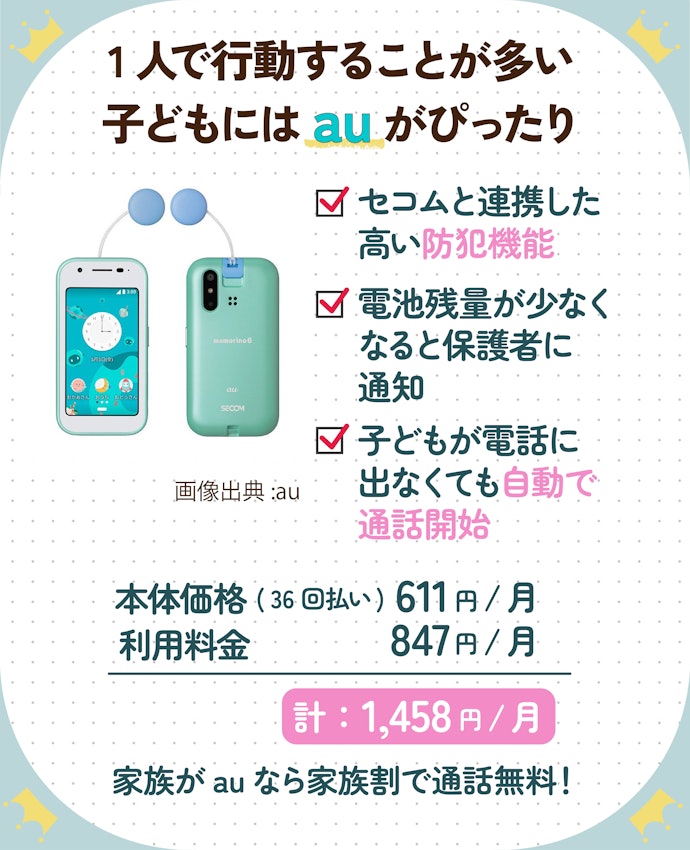 子どもの防犯機能を重視するなら、セコムと連携できるauのキッズ携帯がぴったり