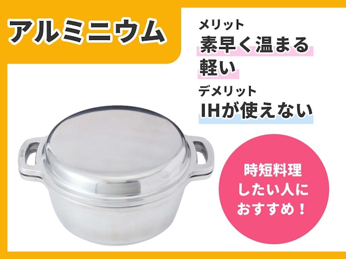 熱伝導率が高く軽量なアルミ