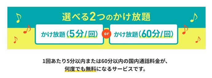 60分間/回かけ放題の通話オプションがある