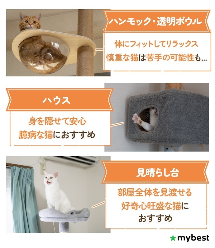 ハンモックや隠れ家など、くつろげる休憩スペースがあるか確認しよう