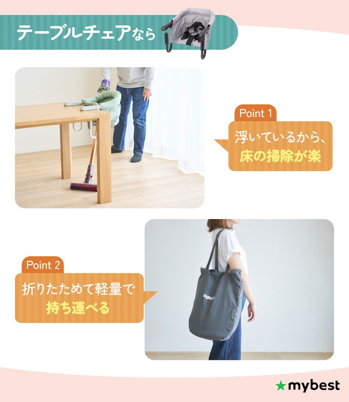 お出かけ先にも持ち運びたいなら、テーブルチェアが便利