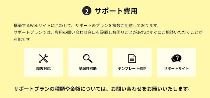 オプションや運用保守などの追加発生する費用もチェック