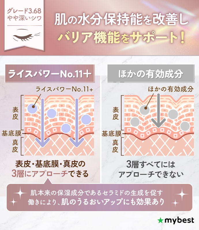 やや深いシワをとにかく早く改善したいなら、ライスパワーNo.11+!