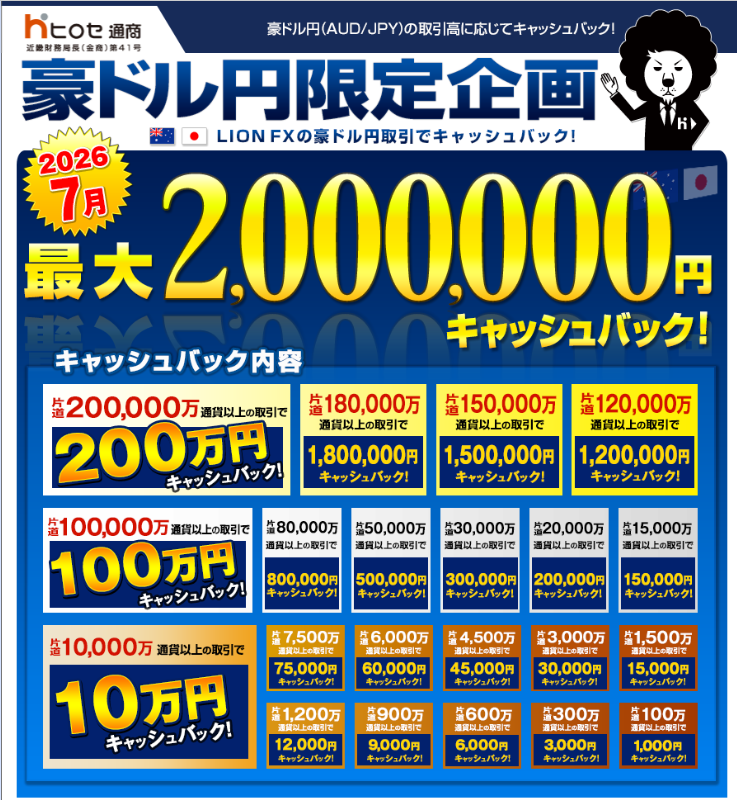 2026年7月】ヒロセ通商のLION FXキャンペーンを徹底解説！ポンド円特典