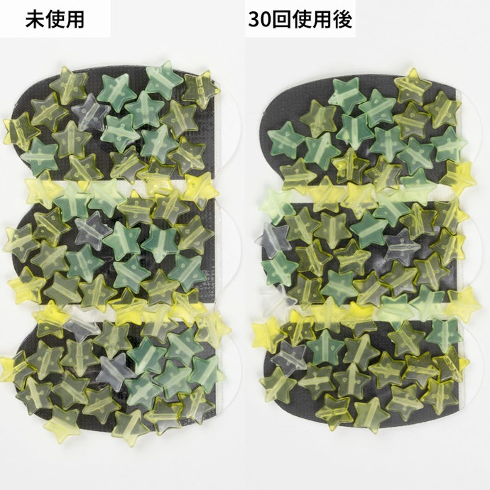 パッドの持続力も申し分ない評価。30回使用後も新品時と同じ粘着力をキープ