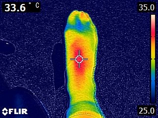 1時間後には足全体が温まった。爪先までポカポカに