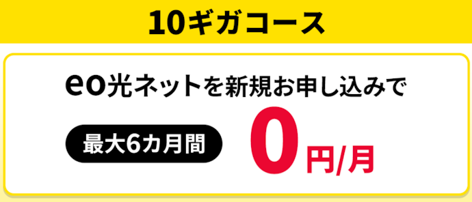 10ギガコースは最大6か月間0円で利用できる