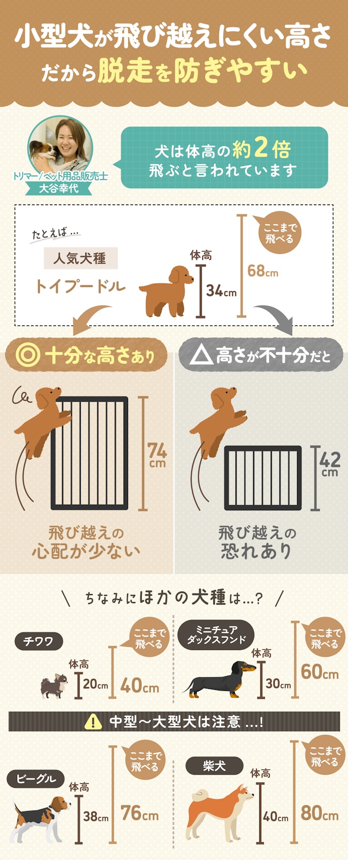 飛び越えを防止するなら高さ70cm以上を目安にできるだけ高いものを選ぼう