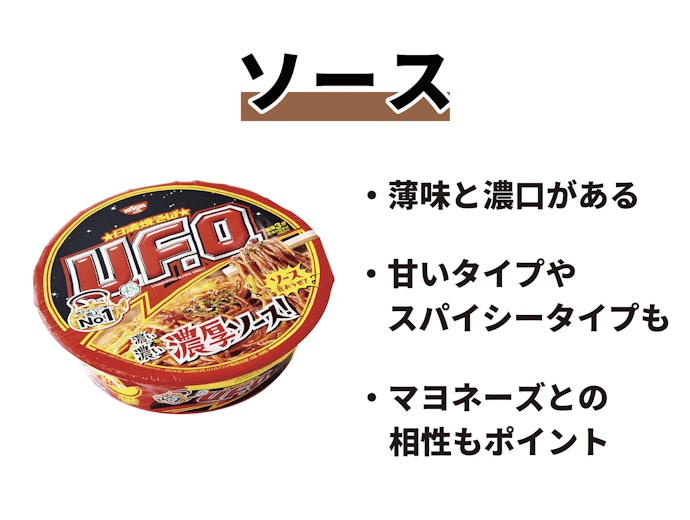 ソース味は薄口から濃口まで。好みを選ぼう