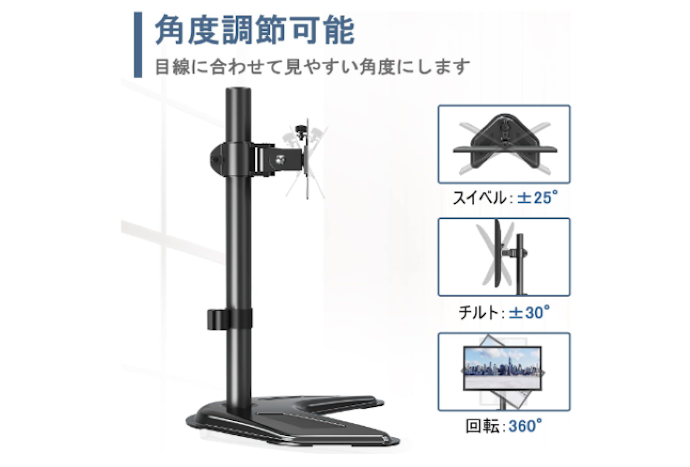 左右・チルト:左右±50度、上下+60度・-20度以上対応のモデルが便利