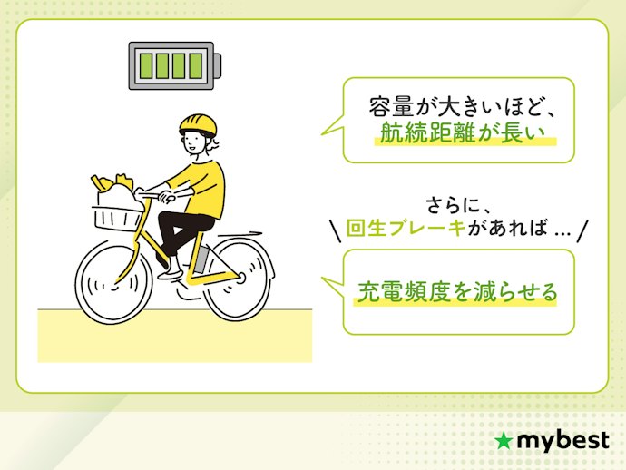 航続距離の長さを重視する人は、12Ah以上のものや回生ブレーキ搭載のものを選ぼう
