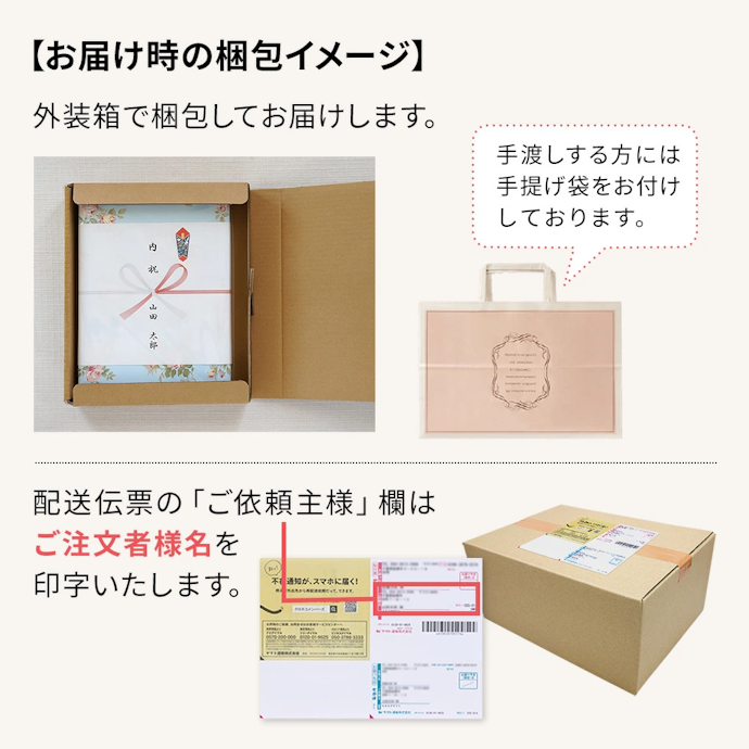 購入先から直接発送するなら、ラッピングやのし対応をチェック