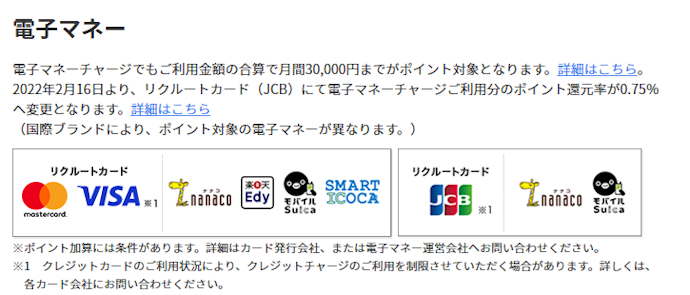 電子マネーへのチャージでも1.20%還元!ただしポイント還元の条件をチェック