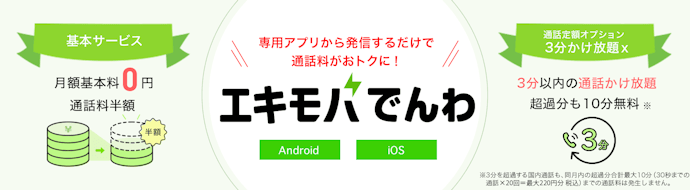 エキモバでんわを使えば通話料が半額