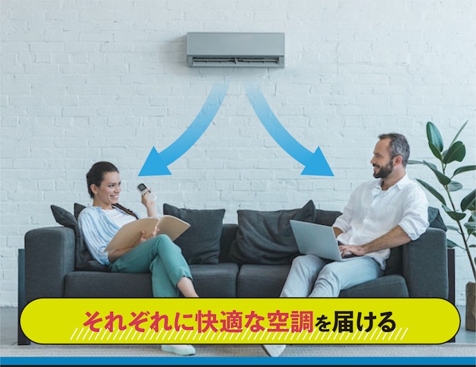 効率よく空調したいなら、2か所同時空調機能がもってこい