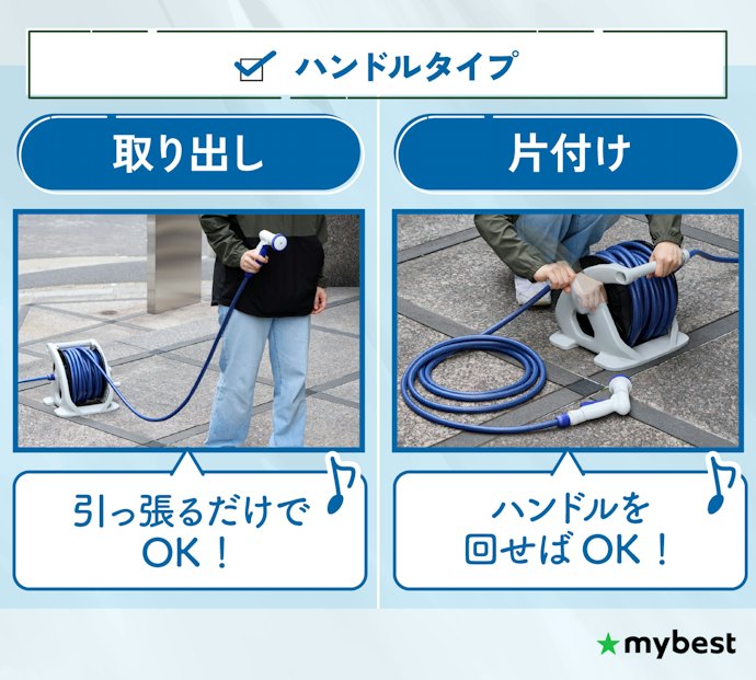 ハンドルタイプは巻き取りがラクで手が汚れない