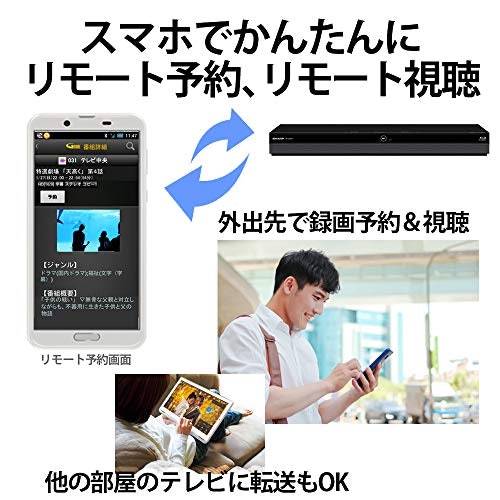 スマホ連動機能があれば、外出先でも視聴や操作が可能に