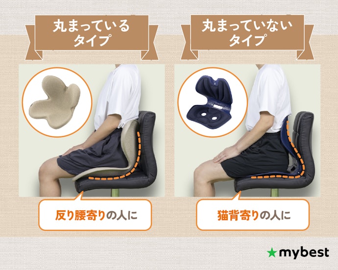 猫背か反り腰かに合わせて、背もたれの形状にも注目しよう