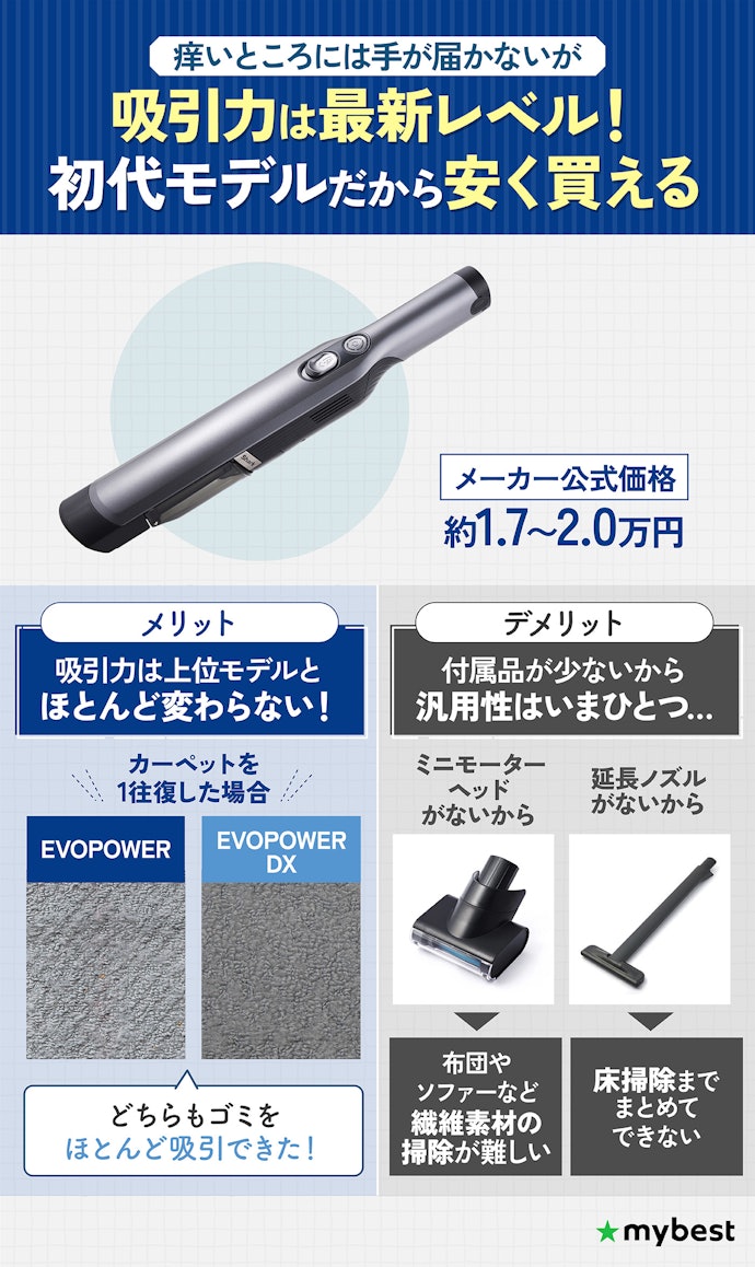 テーブル・隙間の掃除がメインならEVOPOWERでOK