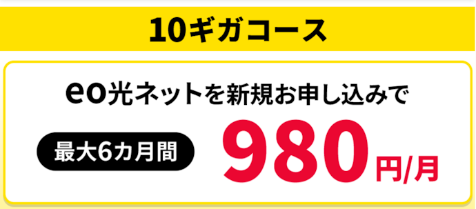 10ギガコースは最大6か月間980円で利用できる