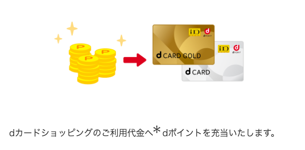 貯まったポイントはd払いにチャージ可能。iDにもキャッシュバックできて使いやすい