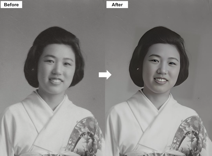 まさかの白黒写真も対応できた!目に光も入っている