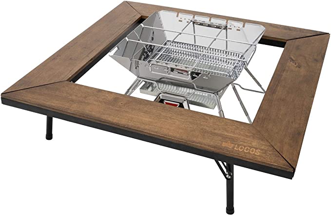 囲炉裏型テーブル 天板取り外し可 新品五徳 火消し壺 火おこし台付き 古