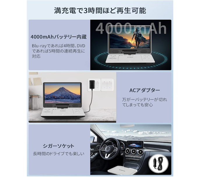 外出先で使うならバッテリー持続時間が長いものを選ぼう!3時間以上を目安に