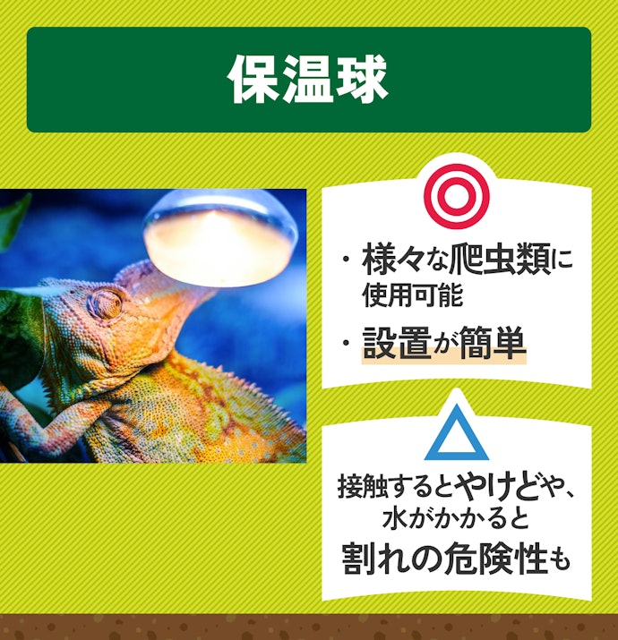 生息地域の環境に近づけたい場合は保温球がおすすめ
