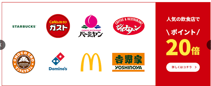 ポイントが効率よく貯まる優待店がある