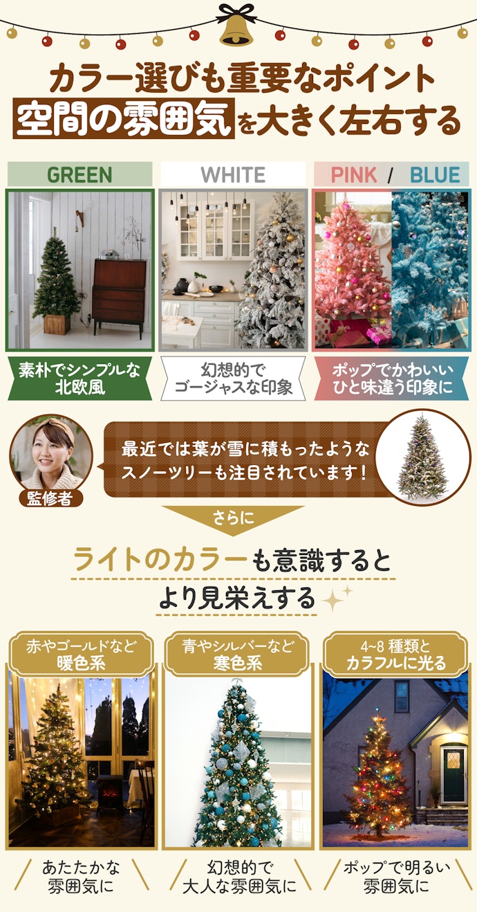 好みに合わせてツリーやライトのカラーを選ぼう