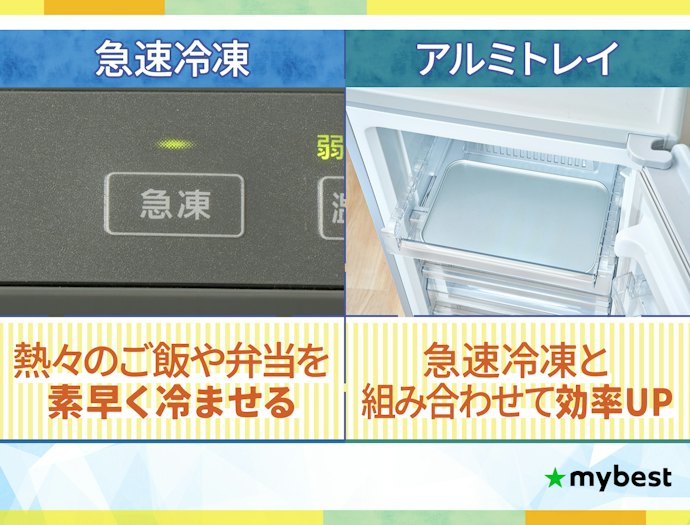 すばやく冷凍するなら、急速冷凍機能・アルミトレイ付きがおすすめ